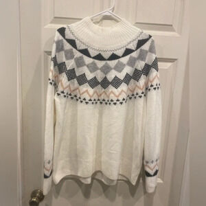 Vince Camuto geometric Fair Isle‎ print sweater size Medium